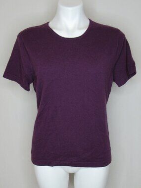 Pure Collection Purple Short Sleeve 100% Cashmere Sweater Women's 16